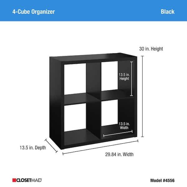 ClosetMaid 4556 30 in. H x 29.84 in. W x 13.50 in. D Black Wood Large 4-Cube Organizer - 3