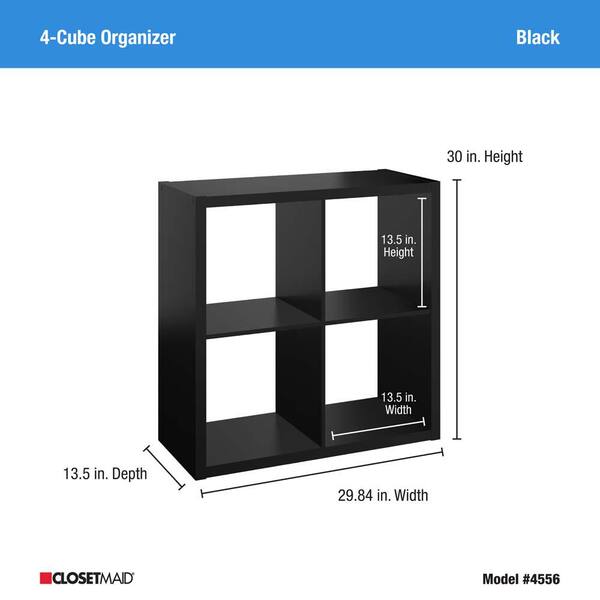 ClosetMaid 4556 30 in. H x 29.84 in. W x 13.50 in. D Black Wood Large 4-Cube Organizer - 3