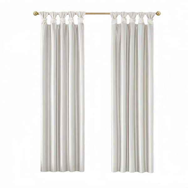 Classic Collection White Polyester Solid 50 In. W x 84 In. L DIY Twisted-Cord Top Blackout Curtain (Single Panel)