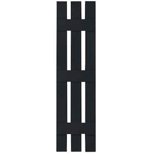 12 in. x 57 in. Lifetime Vinyl TailorMade Three Board Spaced Board and Batten Shutters Pair Black