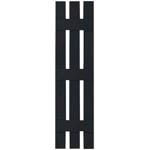 12 in. x 60 in. Lifetime Vinyl TailorMade Three Board Spaced Board and Batten Shutters Pair Black