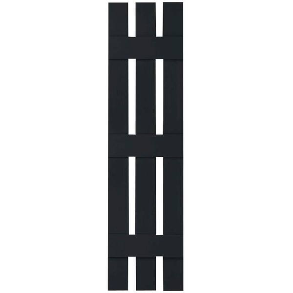 Ekena Millwork 12 in. x 61 in. Lifetime Vinyl TailorMade Three Board Spaced Board and Batten Shutters Pair Black