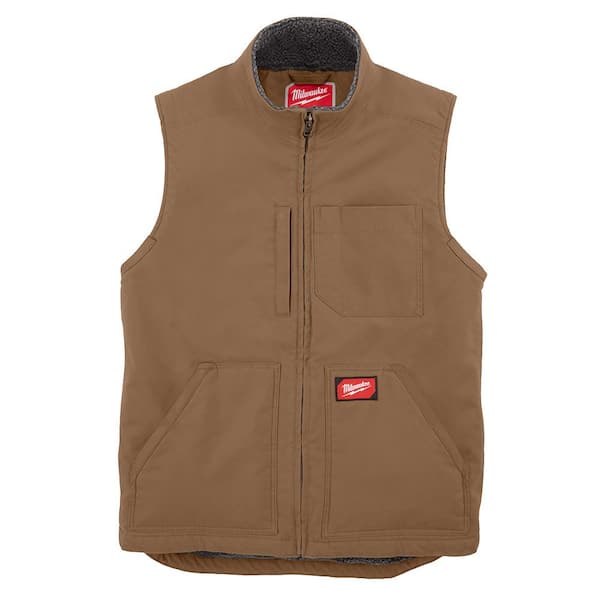 Milwaukee Men's Small Brown Heavy-Duty Sherpa-Lined Vest with 5