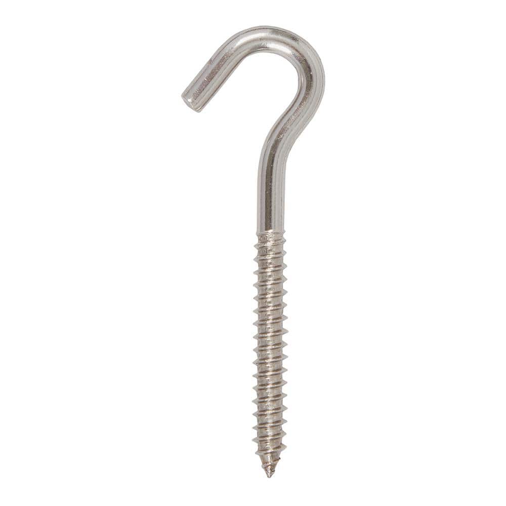Everbilt 1/4 in. x 3-3/4 in. Lag Thread Screw Hook Stainless Steel 813616 -  The Home Depot