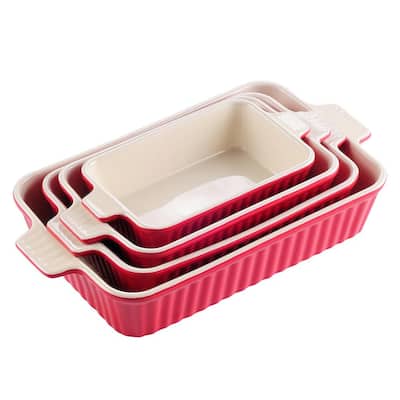 Series Bake, Red Rectangular Baking Dish Set of 4 (9 in. /11 in. /12 in. /13.3 in. ) Oven to Table Baking Dish