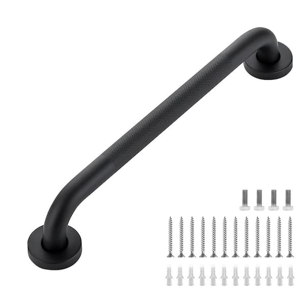 16 in. Anti Slip Shower Stainless Steel Grab Bar for Bathroom in Black (2-Pack)