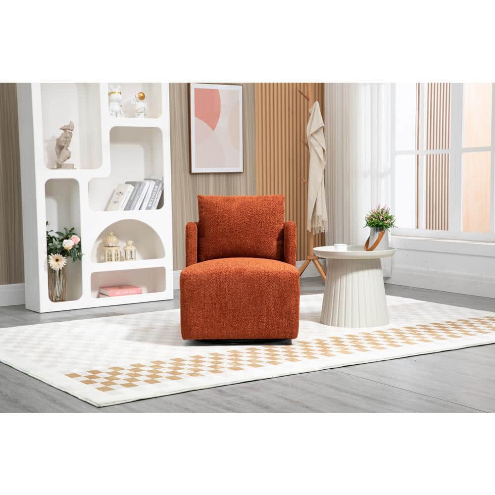 Orange Swivel Barrel Chair, Comfy Round Accent Sofa Chair for Living ...