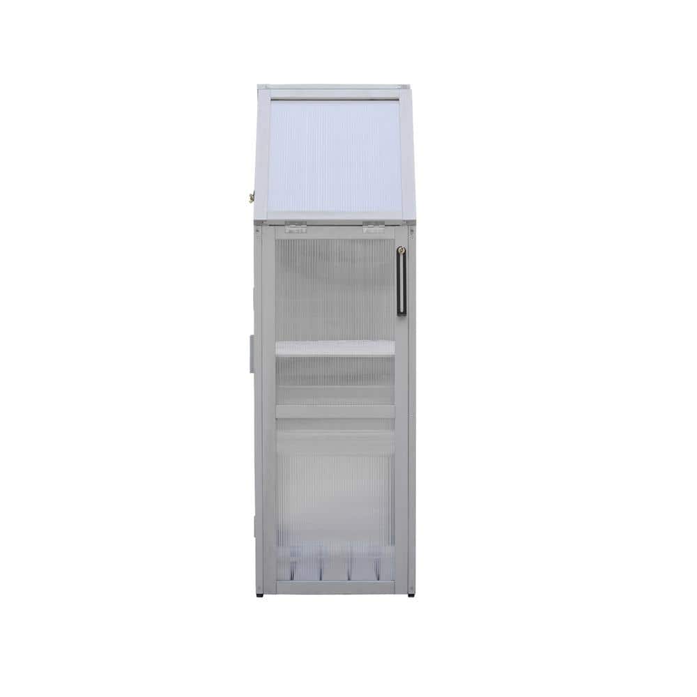 52.3" Gray Cedar and Metal Outdoor Mini Greenhouse