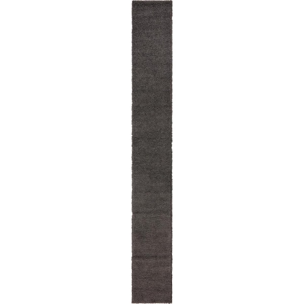 Solid Shag Graphite Gray 20 ft. Runner Rug