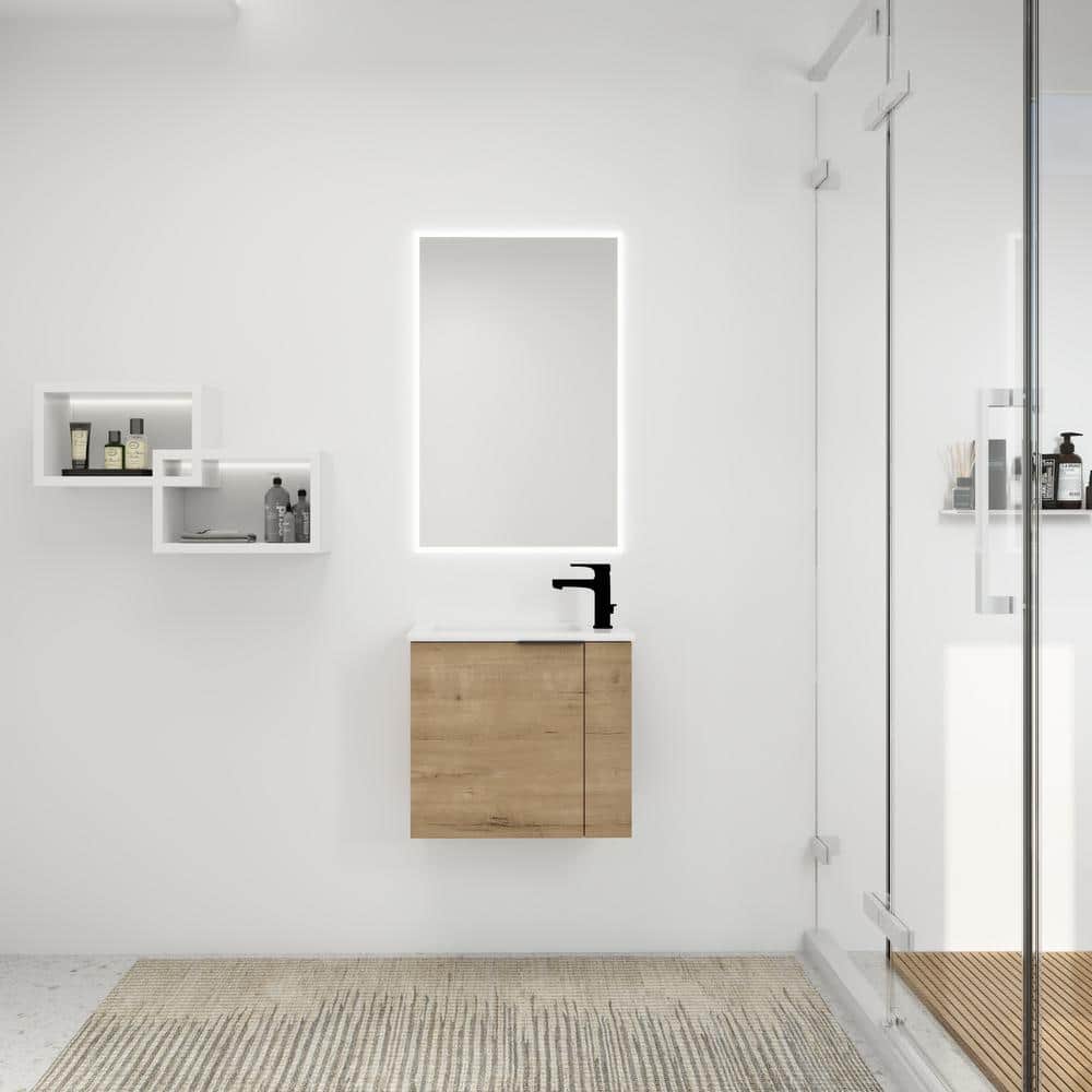 22 in. W x 13 in. D x 20 in. H Wall Mounted Single Sink Bath Vanity in Imit