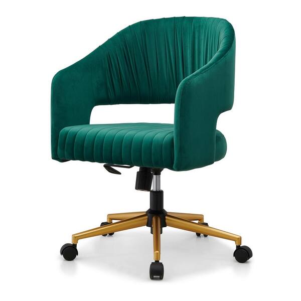 perce velvet swivel desk chair green