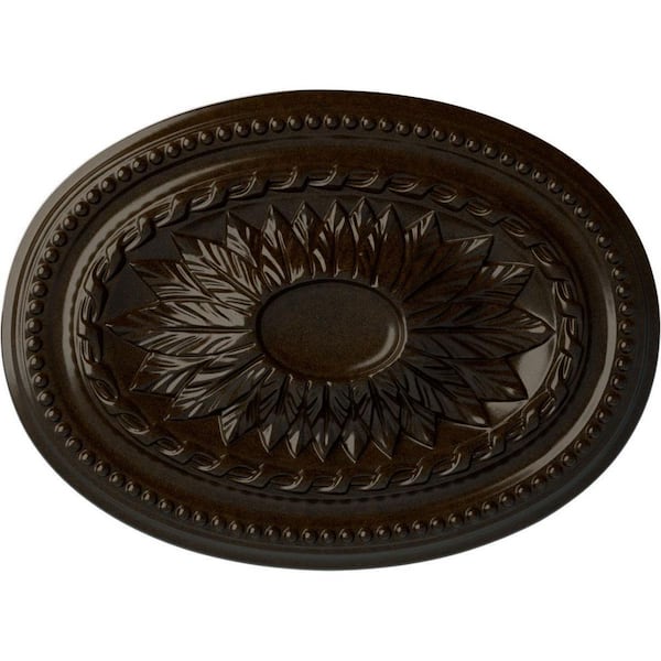 Ekena Millwork 18-1/2 in. W x 13-1/2 in. H x 1-7/8 in. Saverne Urethane Ceiling Medallion, Bronze