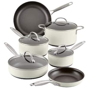 Achieve 10-Piece Hard Anodized Nonstick Cookware Sets in Cream