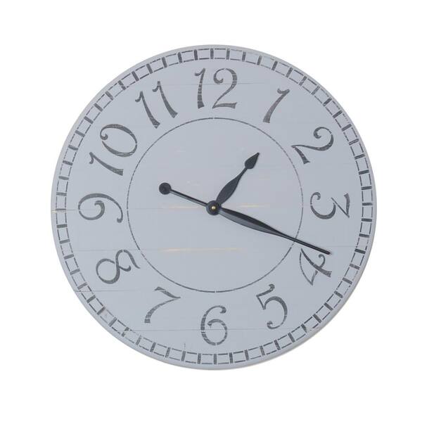 BrandtWorks 24 in. Oversized Weathered Gray Farmhouse Wall Clock