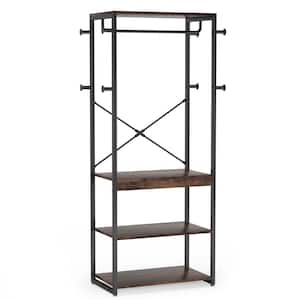 BYBLIGHT Brown Free-standing Closet Organizer Garment Rack with Double  Hanging Rod BB-U0028GX - The Home Depot