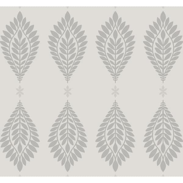 LILLIAN AUGUST Luxe Retreat Cove Gray Mirasol Palm Frond 27 in. x 27 ft. Unpasted Wallpaper