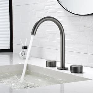 Amii 8 in. Widespread High-Arc-Double Handle Bathroom Faucet in Gunmetal Gray