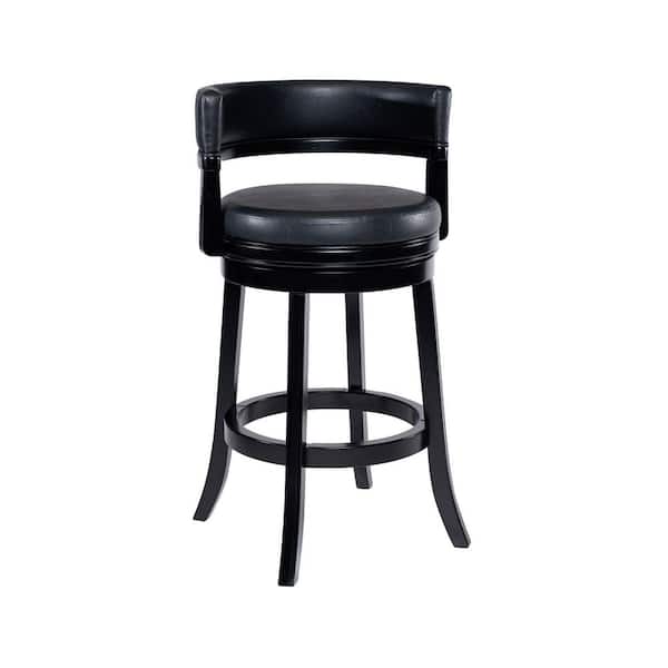 Balen Bar Height Swivel Wood Stool-Black