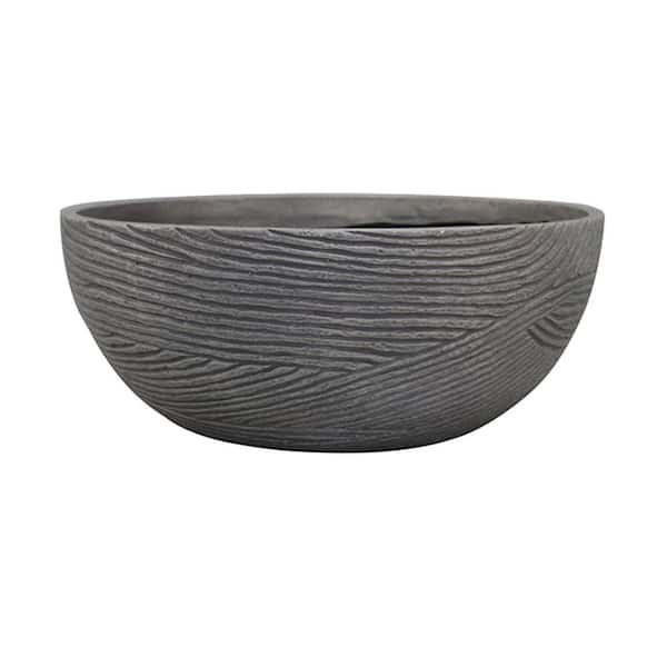 Southern Patio Riptide 14 in. x 6 in. Gray High-Density Resin Bowl Planter