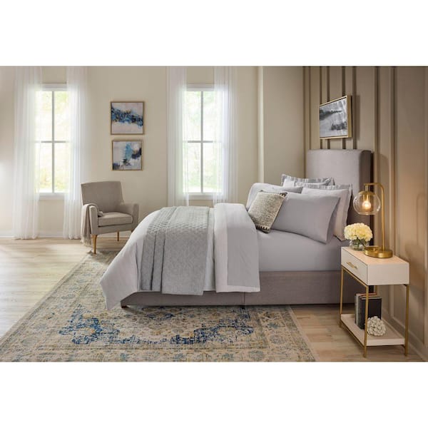 3-Piece 200 Thread Count Cotton Percale Sheet Set in Grey for Twin XL Beds