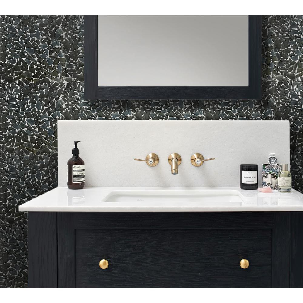 Black Irregular Glass Pebble Mosaic Tile for Walls and Floors
