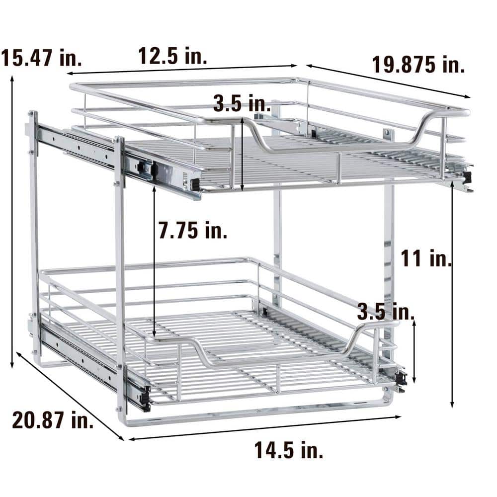 Chrome Dual-Tier Pull-Out Cabinet Organizer