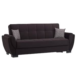 Basics Air Collection Convertible 87 in. Black Microfiber 3-Seater Twin Sleeper Sofa Bed with Storage