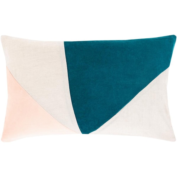 Livabliss Tawil Teal 13 in. x 20 in. Poly Throw Pillow