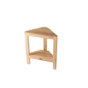 14.5 in. W Fiji Bathroom Shower Foot Bench for Shaving with Shelf in Natural Teak