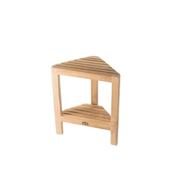 ARB Teak and Specialties 14.5 in. W Fiji Bathroom Shower Foot Bench for Shaving with Shelf in Natural Teak