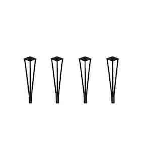 Kingsman 14-3/16 in. Matte Black Solid Steel Metal 3 Rods Hairpin Coffee Table Leg with Adjustable Base (4-Pack)