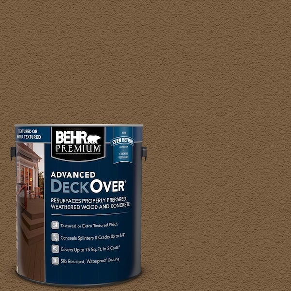 BEHR Premium Advanced DeckOver 1 gal. #SC-109 Wrangler Brown Textured Solid Color Exterior Wood and Concrete Coating