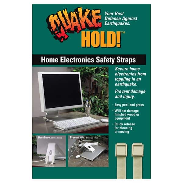 QuakeHOLD! Multi-Use Electronic Safety Straps Beige - Computer