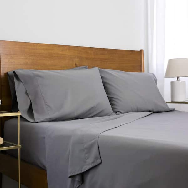 SOUTHSHORE FINE LINENS Deep Pocket 4-Piece Grey Microfiber Twin Sheet Set