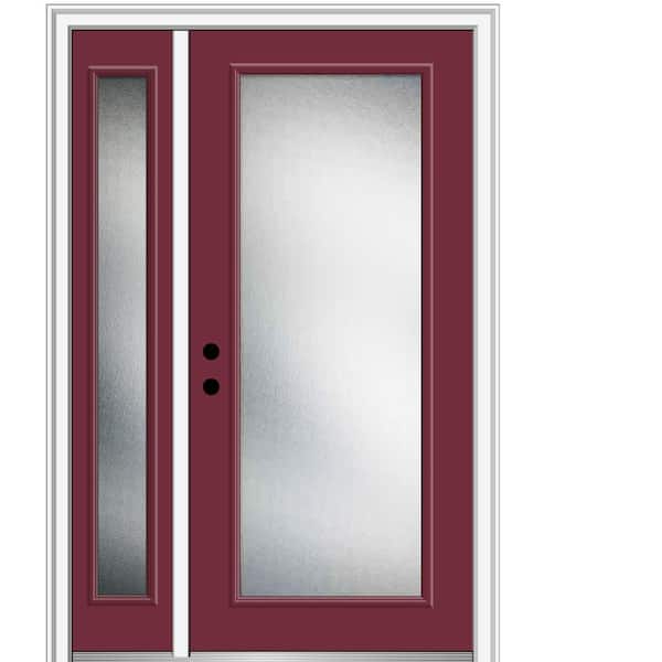 MMI Door 53 in. x 81.75 in. Micro Granite Right-Hand Inswing Full Lite Decorative Painted Fiberglass Smooth Prehung Front Door