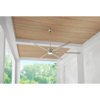 Royalty 120 in. LED Indoor/Outdoor Brushed Nickel Ceiling Fan with Light and Remote Control