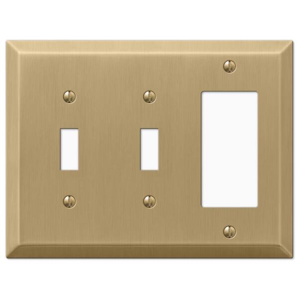 AMERELLE Metallic 3 Gang 2-Toggle and 1-Rocker Steel Wall Plate - Brushed Bronze