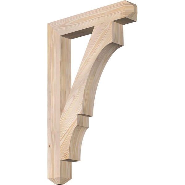 Ekena Millwork 3.5 in. x 34 in. x 22 in. Douglas Fir Balboa Craftsman Smooth Bracket
