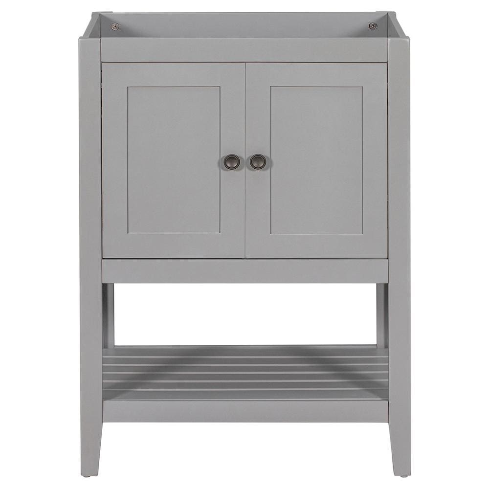 24 in. W x 17.8 in. D x 33 in. H Bath Vanity Cabinet without Top in Gray wi
