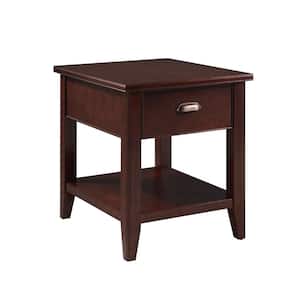 Laurent 20 in. W Chocolate Cherry Secret Compartment Wooden Side Table