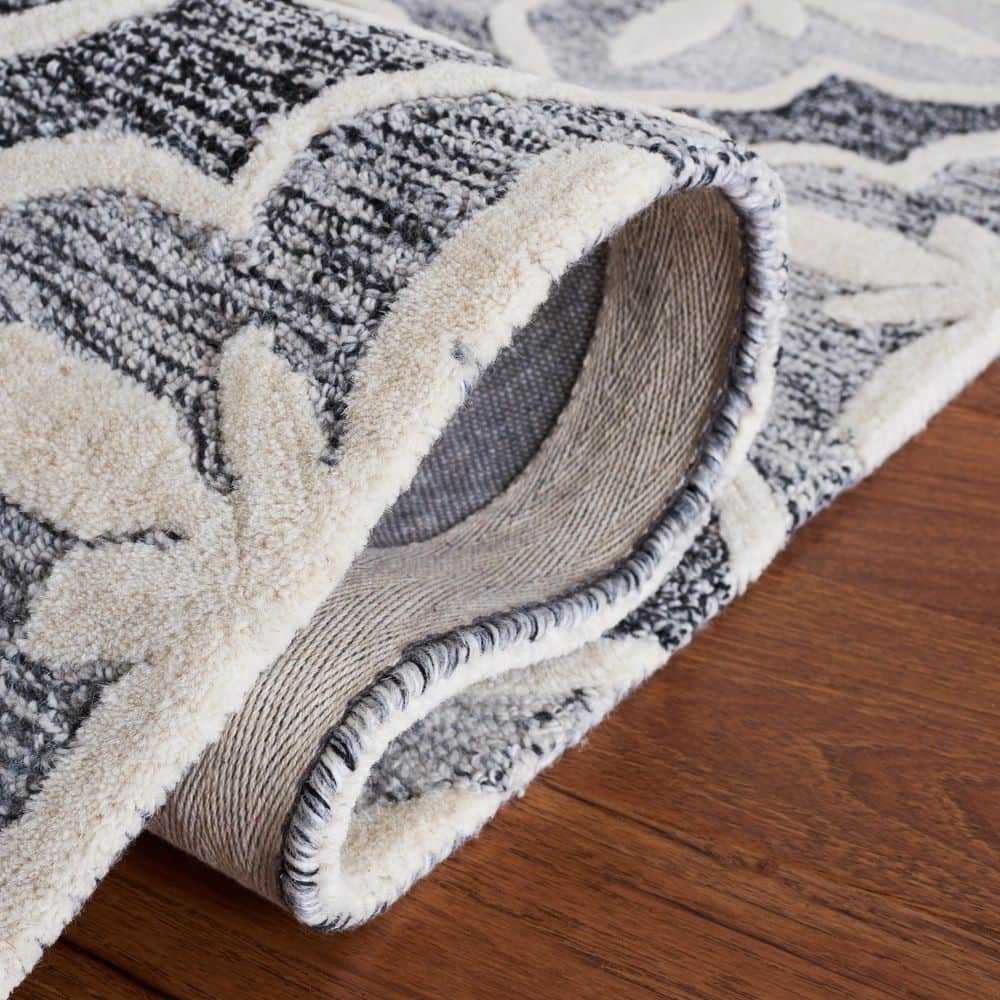 Elegant Noir Hand-Tufted Wool & Synthetic 6' Square Area Rug