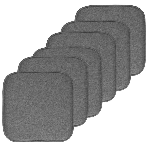 Sweet Home Collection Charlotte Jacquard Square Memory Foam 16 in.x16 in. Non-Slip Back, Chair Cushion (6-Pack), Gray