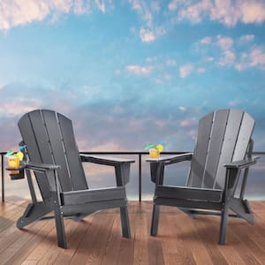 Adirondack Chair Plastic, Set of 2 All-Weather Portable Folding Fire Pit Chair, Outdoor Patio Chair