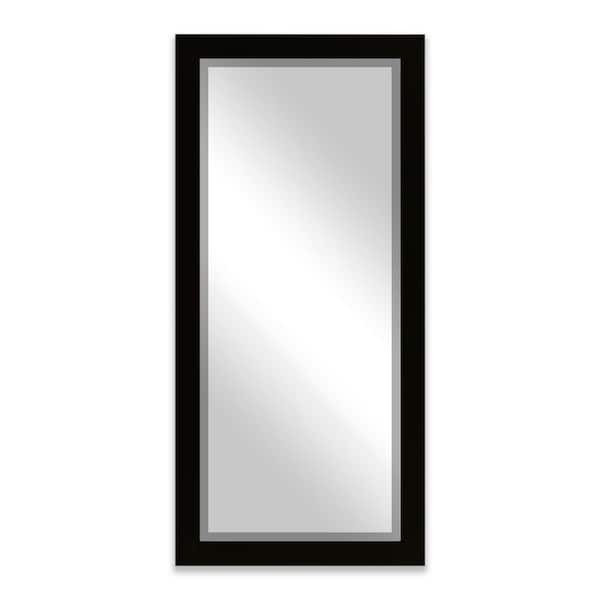 Rayne Mirrors Large Beveled (65.5 in. W x 32 in. H) Gloss Black Beveled Retangle Mirror