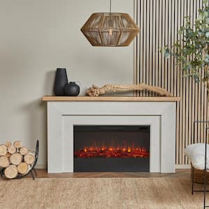 Malie 67.25 in. Freestanding Wooden Electric Fireplace in Venetian Gray