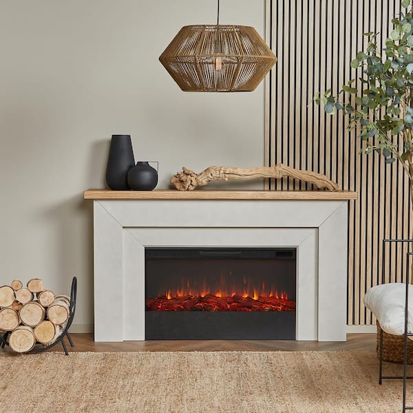 Real Flame Malie 67.25 in. Freestanding Wooden Electric Fireplace in Venetian Gray