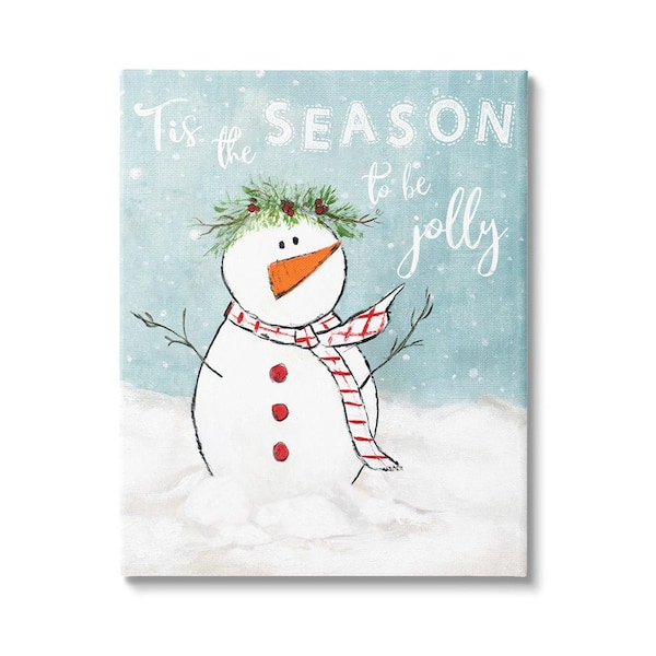 Stupell Industries Tis the Season Snowman by Janet Tava 1-Piece Unframed Graphic Print Typography Poster Art Print 20 in. x 16 in.
