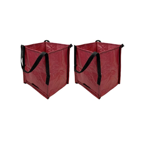 22 Gal. Red Polypropylene Storage Tote Reusable Lawn and Leaf Trash Bag (2-Count)