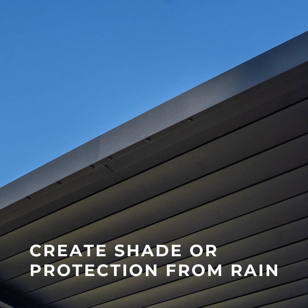 Evanston 12 ft. x 10 ft. Black Galvanized Steel Wall-Mounted Pergola