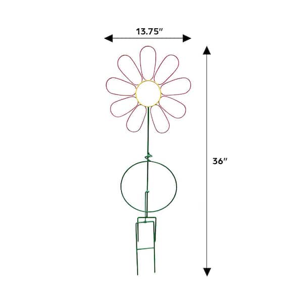 Vigoro 36 in. H Pink Flower Iron Decorative Planter Stake HD1465
